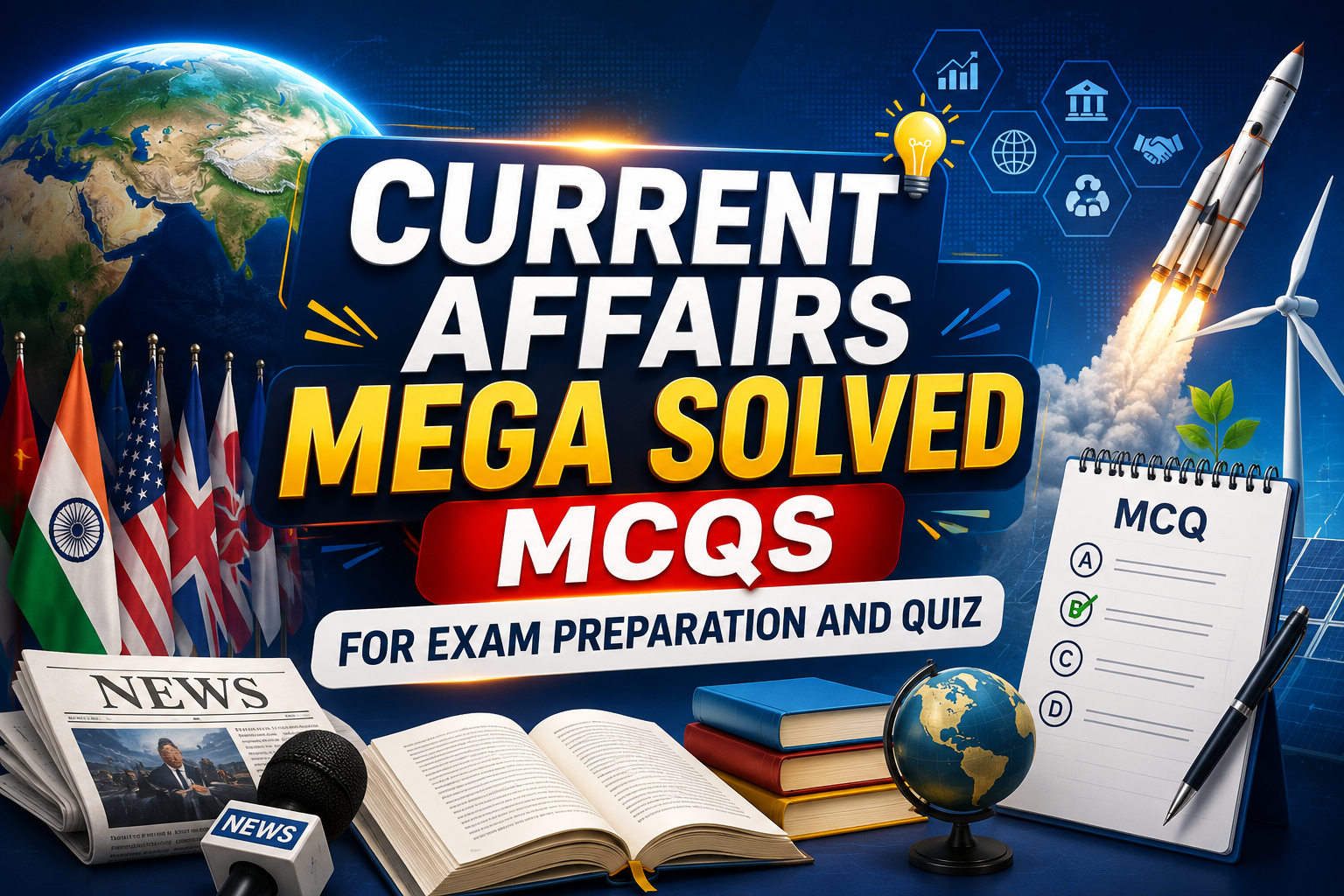 An image showing current affairs MCQs solved paper.