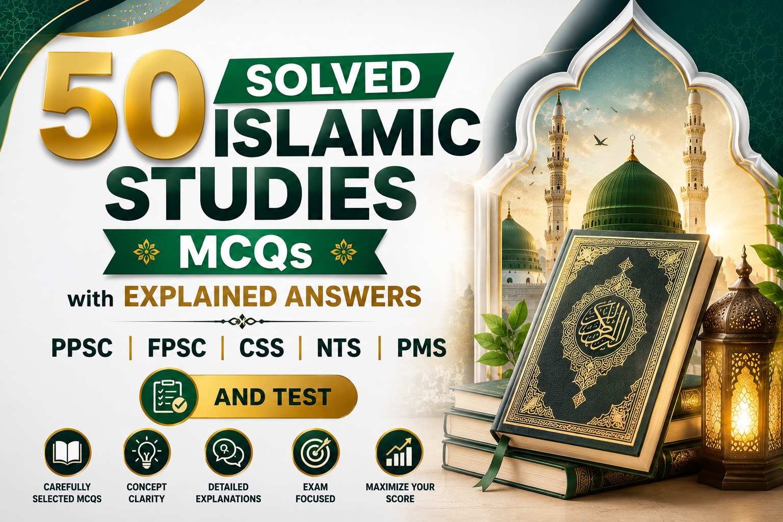 50 solved questions on Islamic Studies