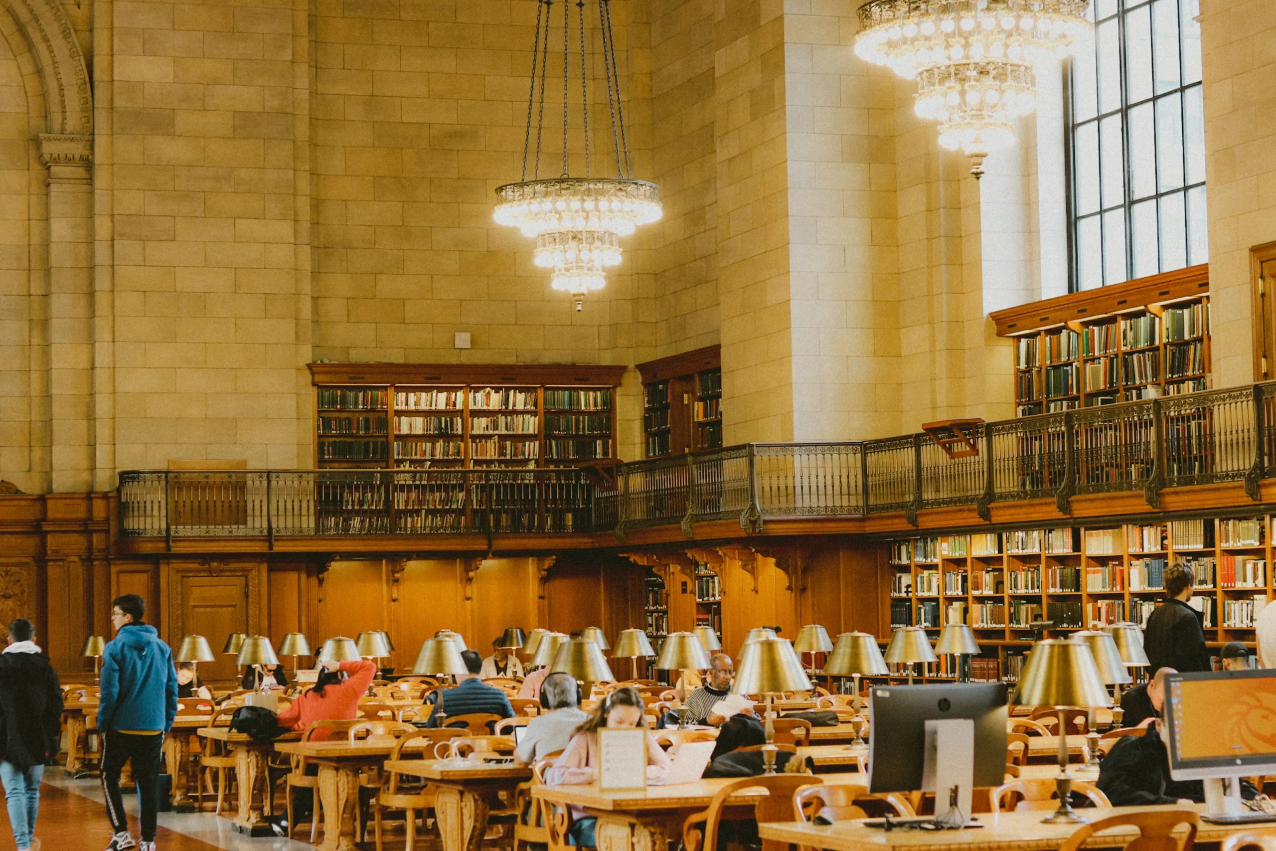 A grand library is in the foreign country.