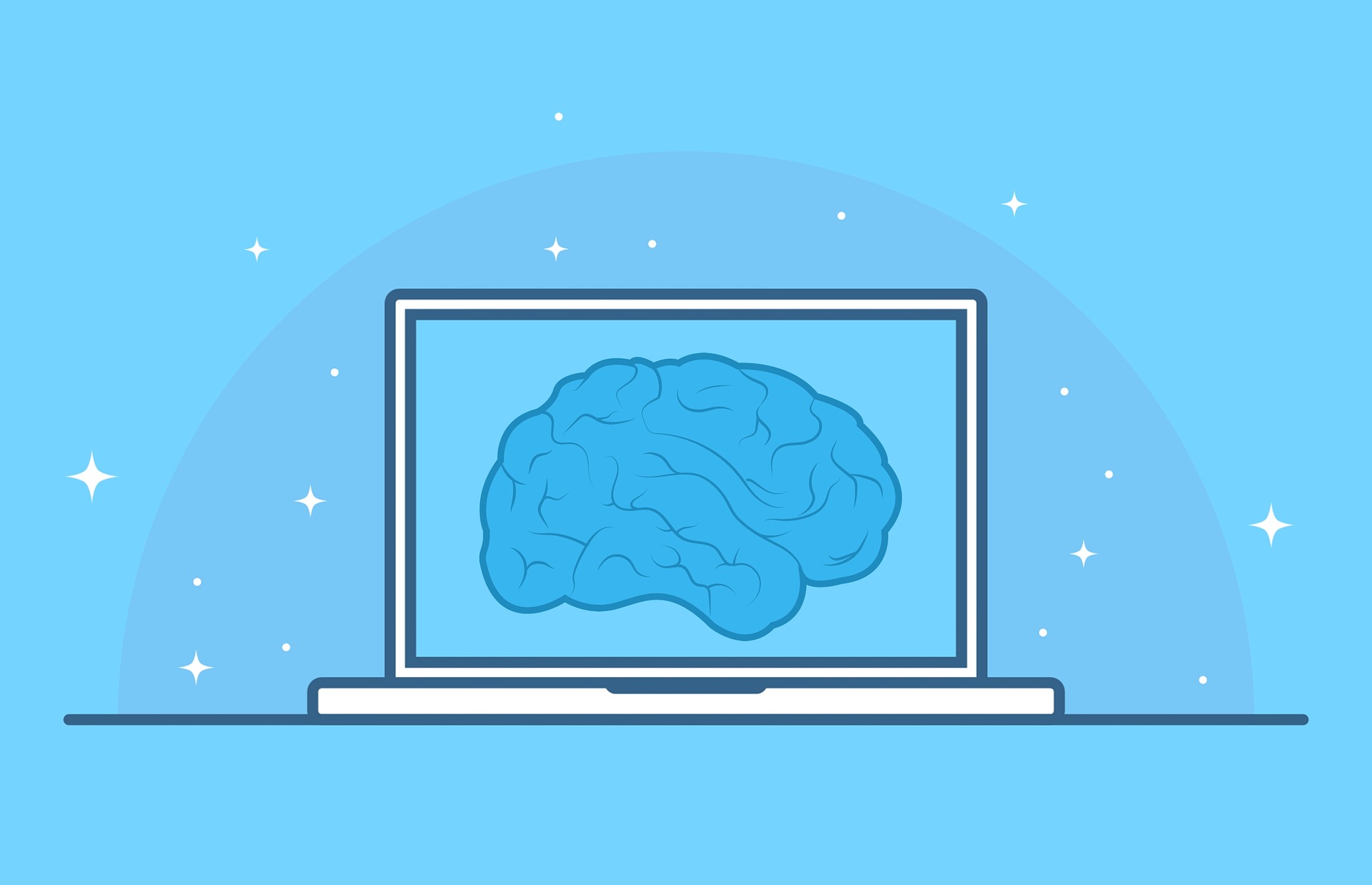 A brain inside a laptop