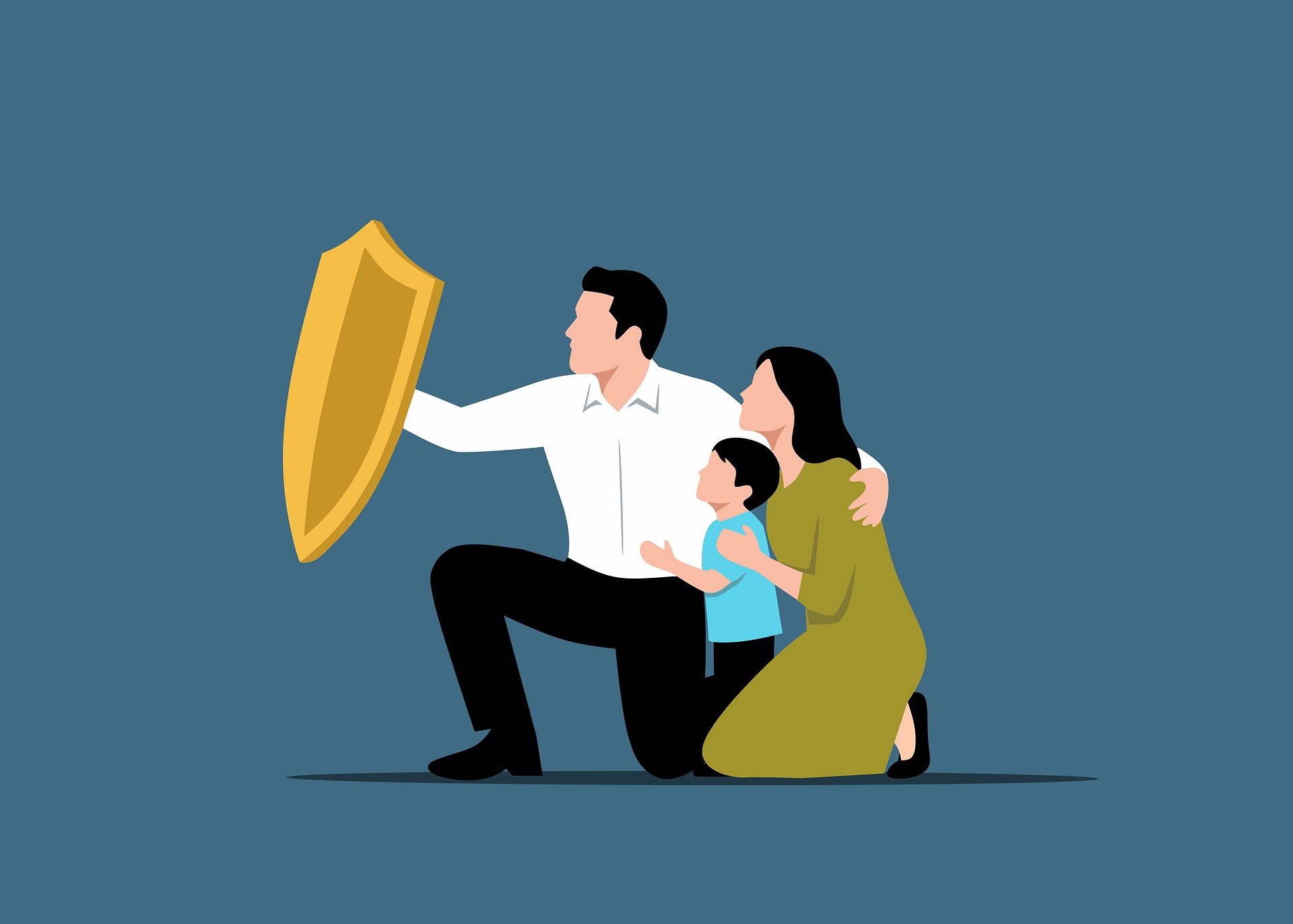 A man protecting his family