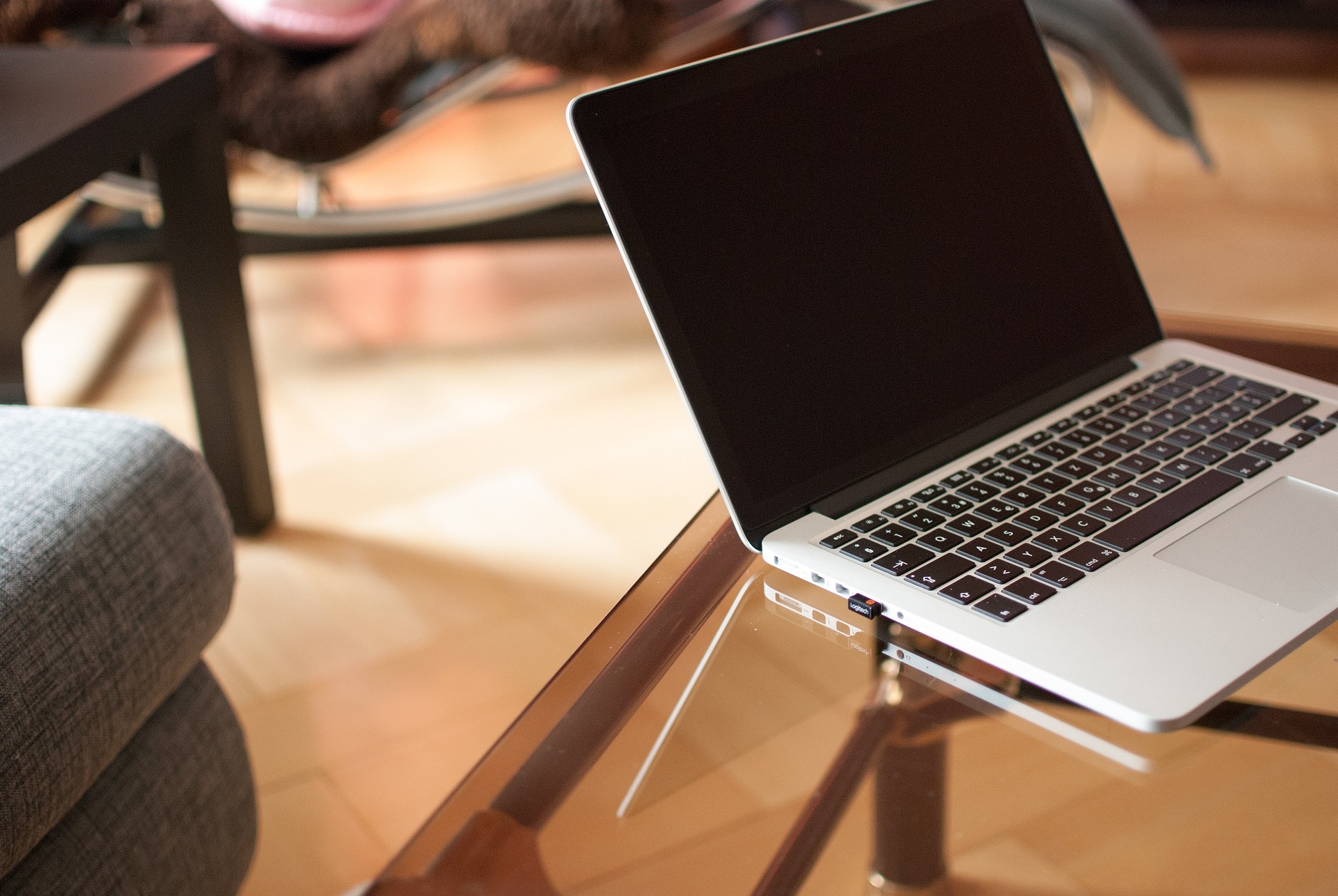 A laptop turned off on the table