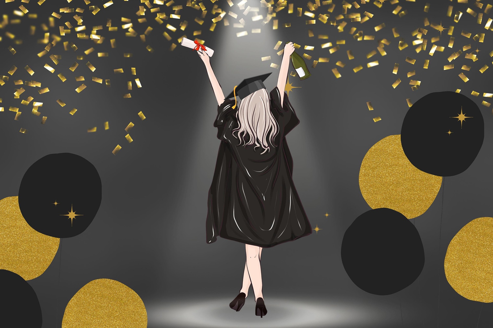 The image of the girl celebrating her graduation.