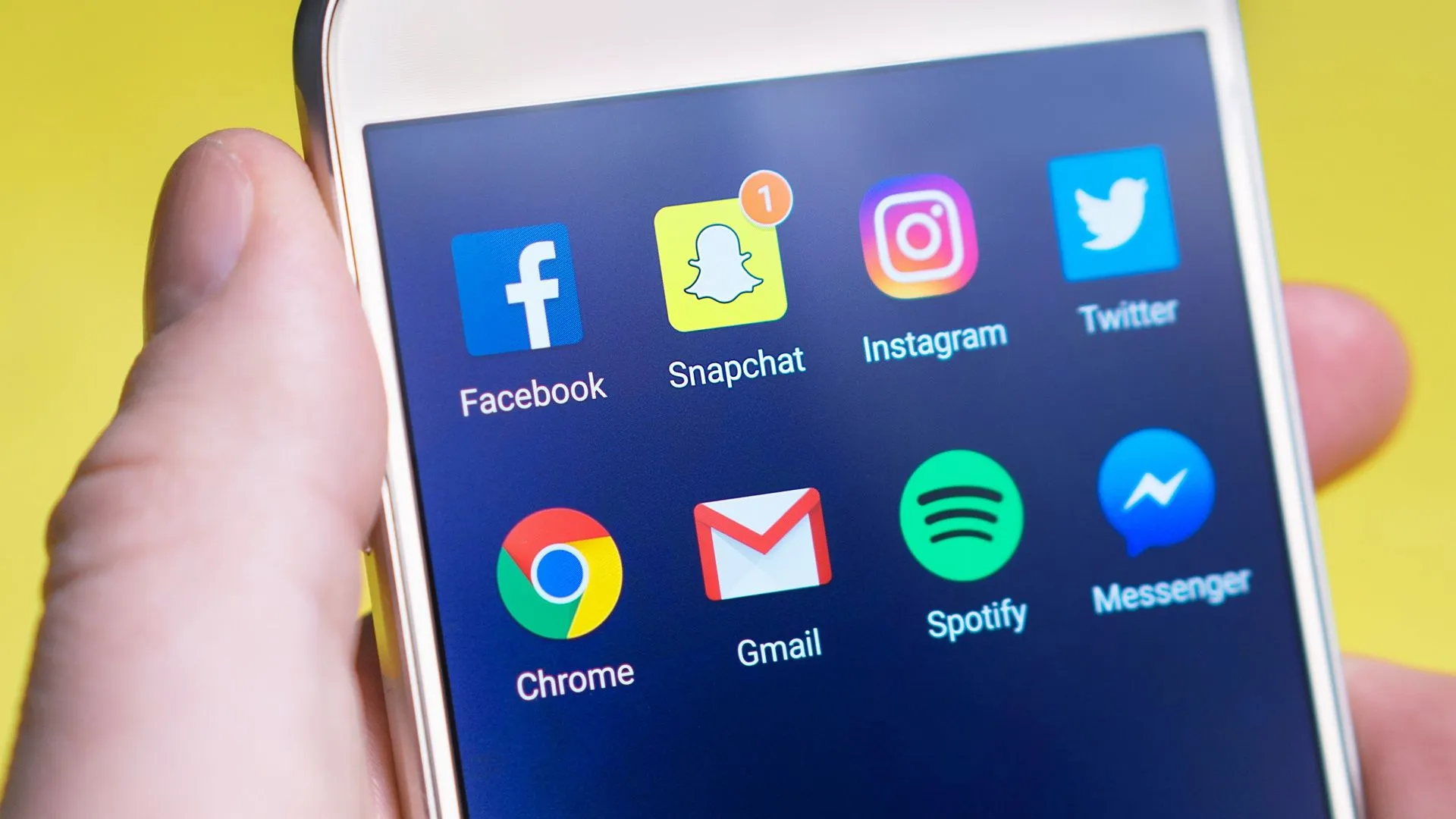 A mobile showing social media applications.