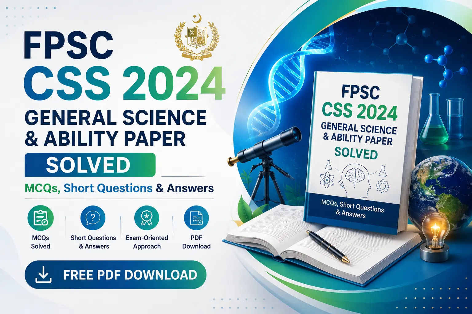 Past Solved Paper of General Science & Ability 2024.