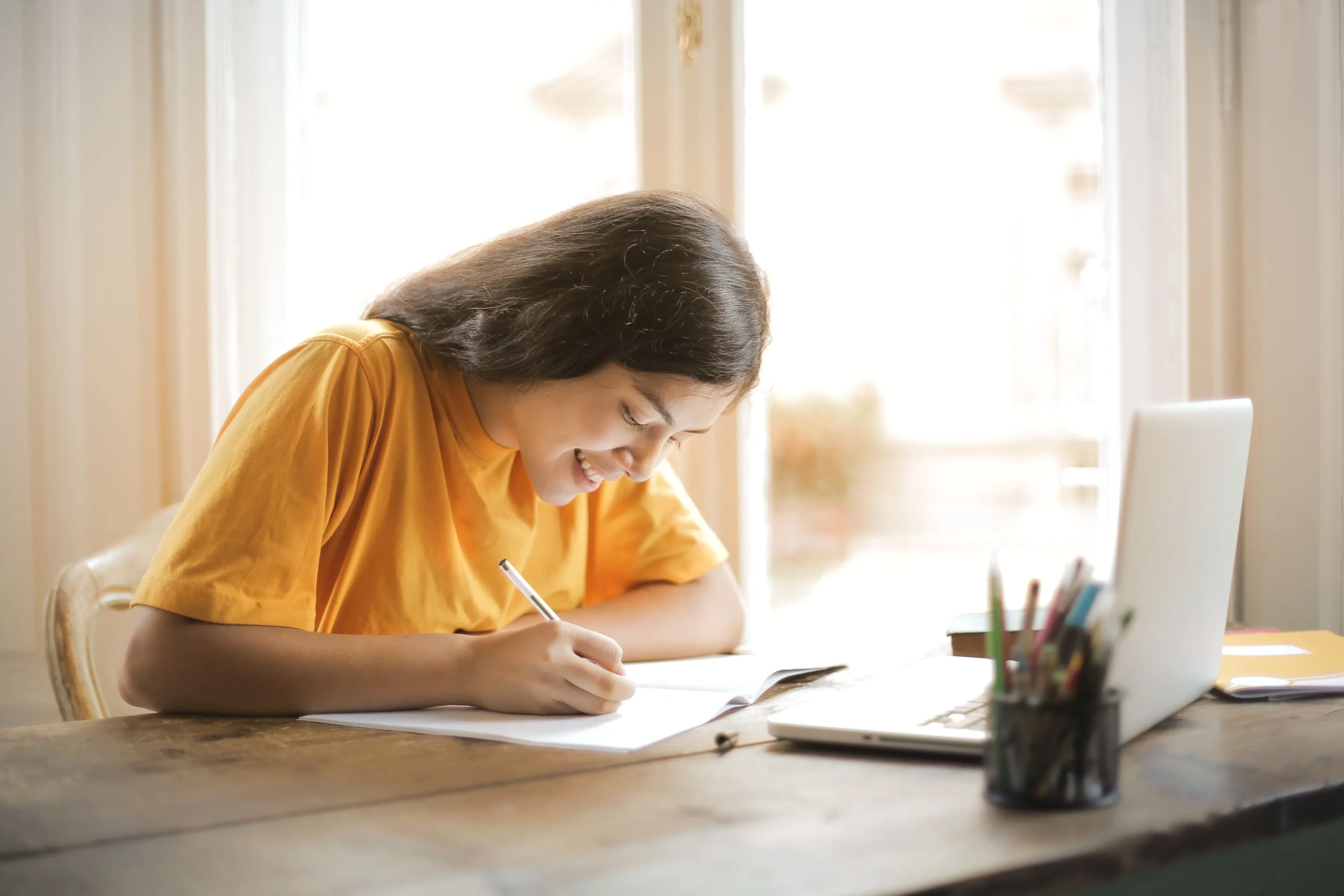 A girl is making notes