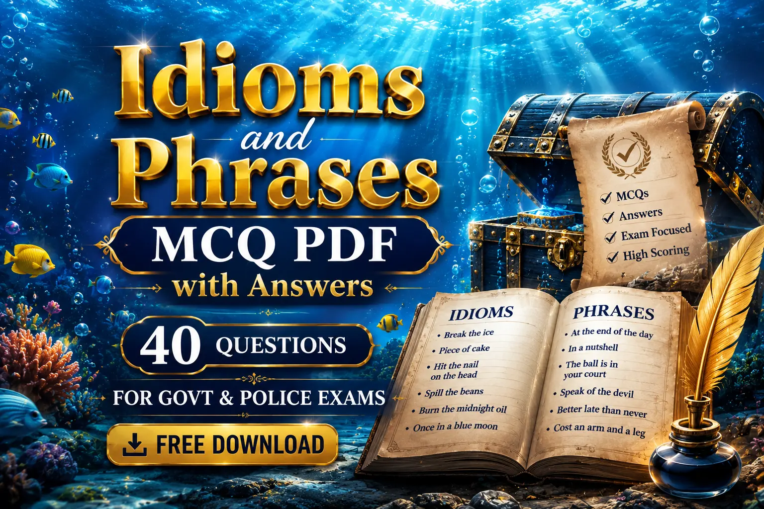 English Idioms & Phrases 40 Questions Solved.