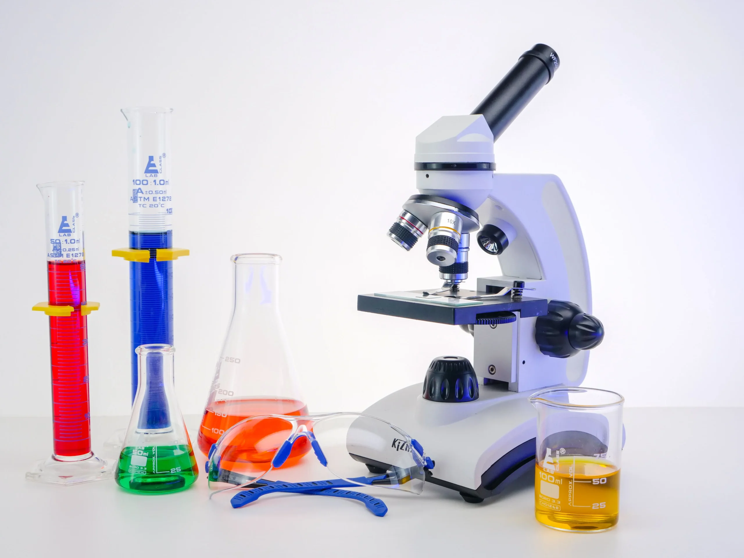 A microscope is placed inside the lab.