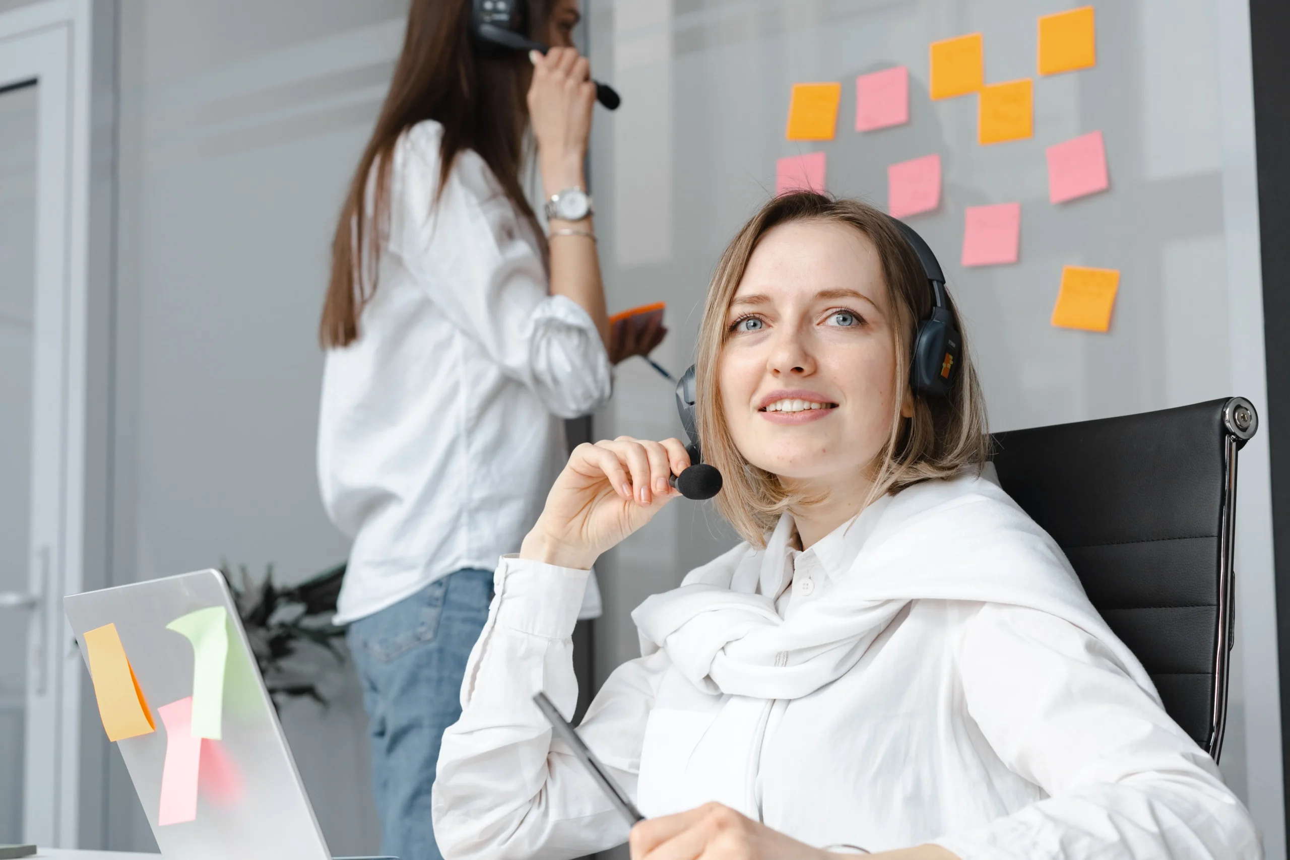 A personal assistant assisting customers.