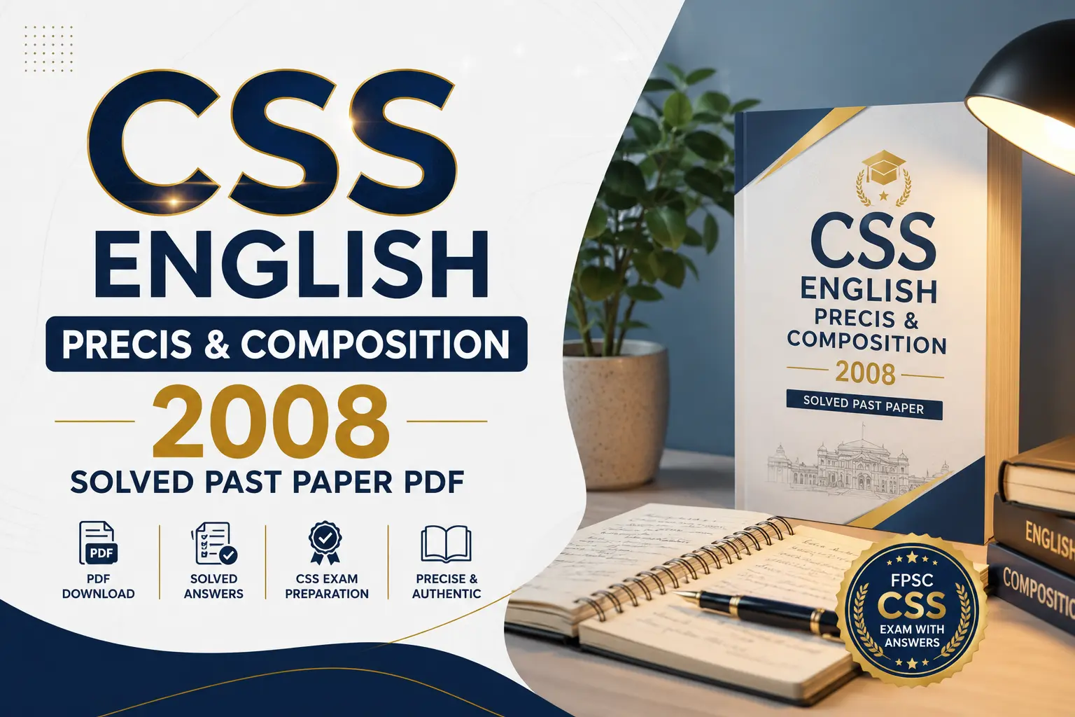 English Precis And Composition 2008 Solved Paper.
