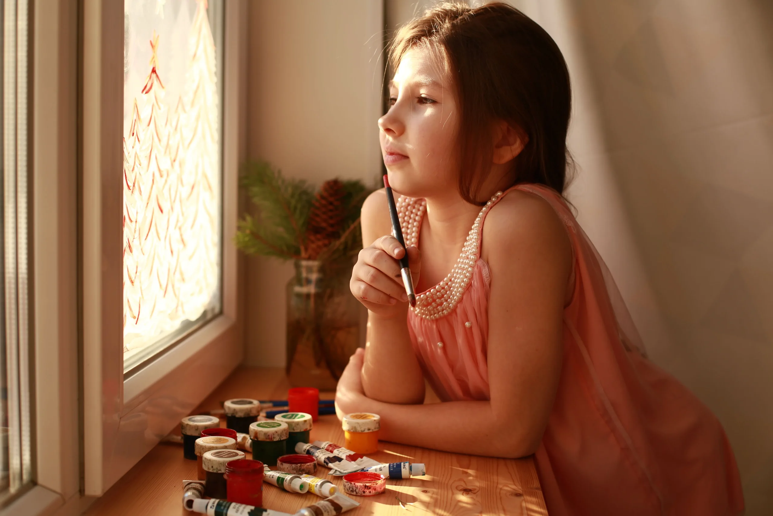 A child is thinking.