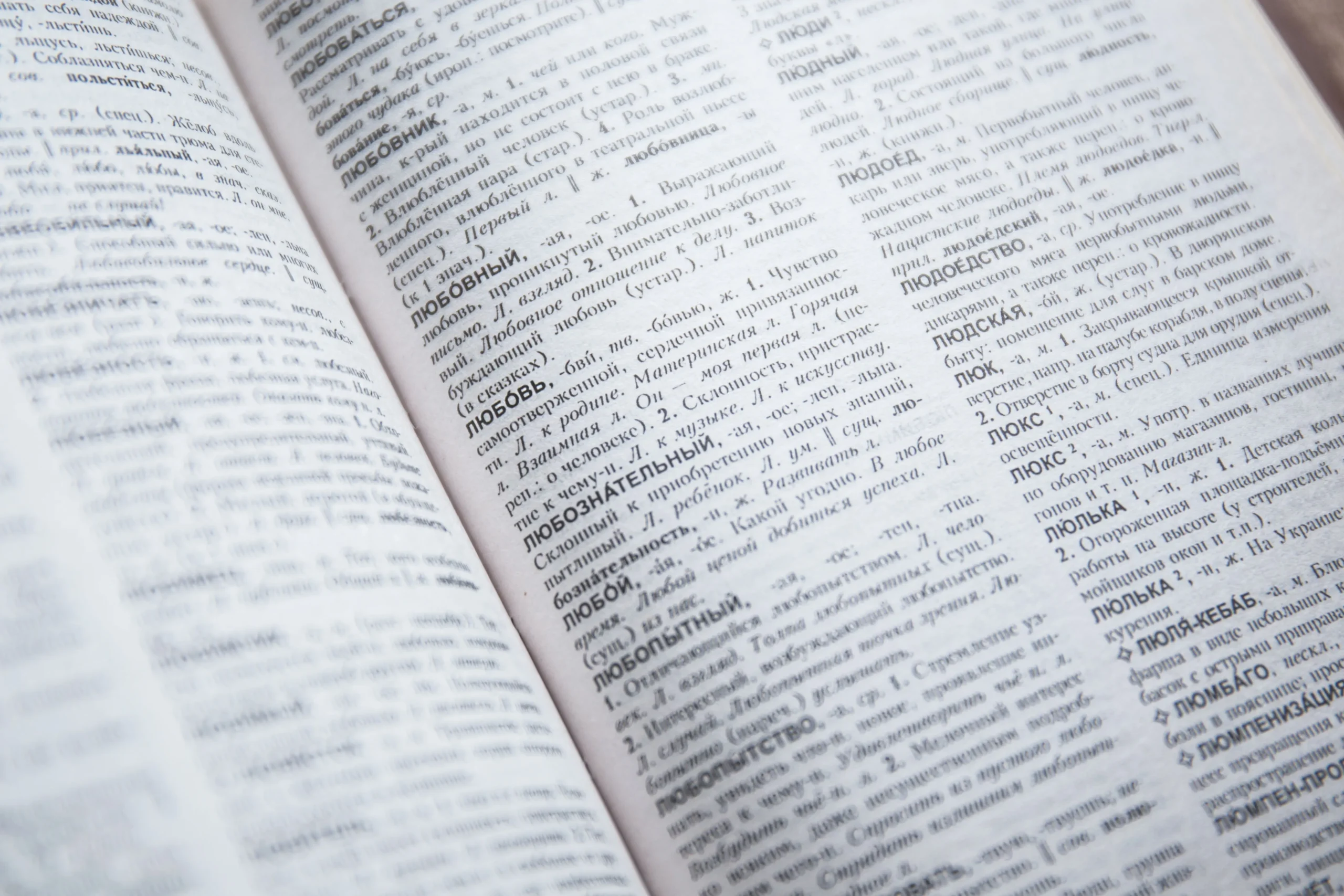 A book of dictionary opened.