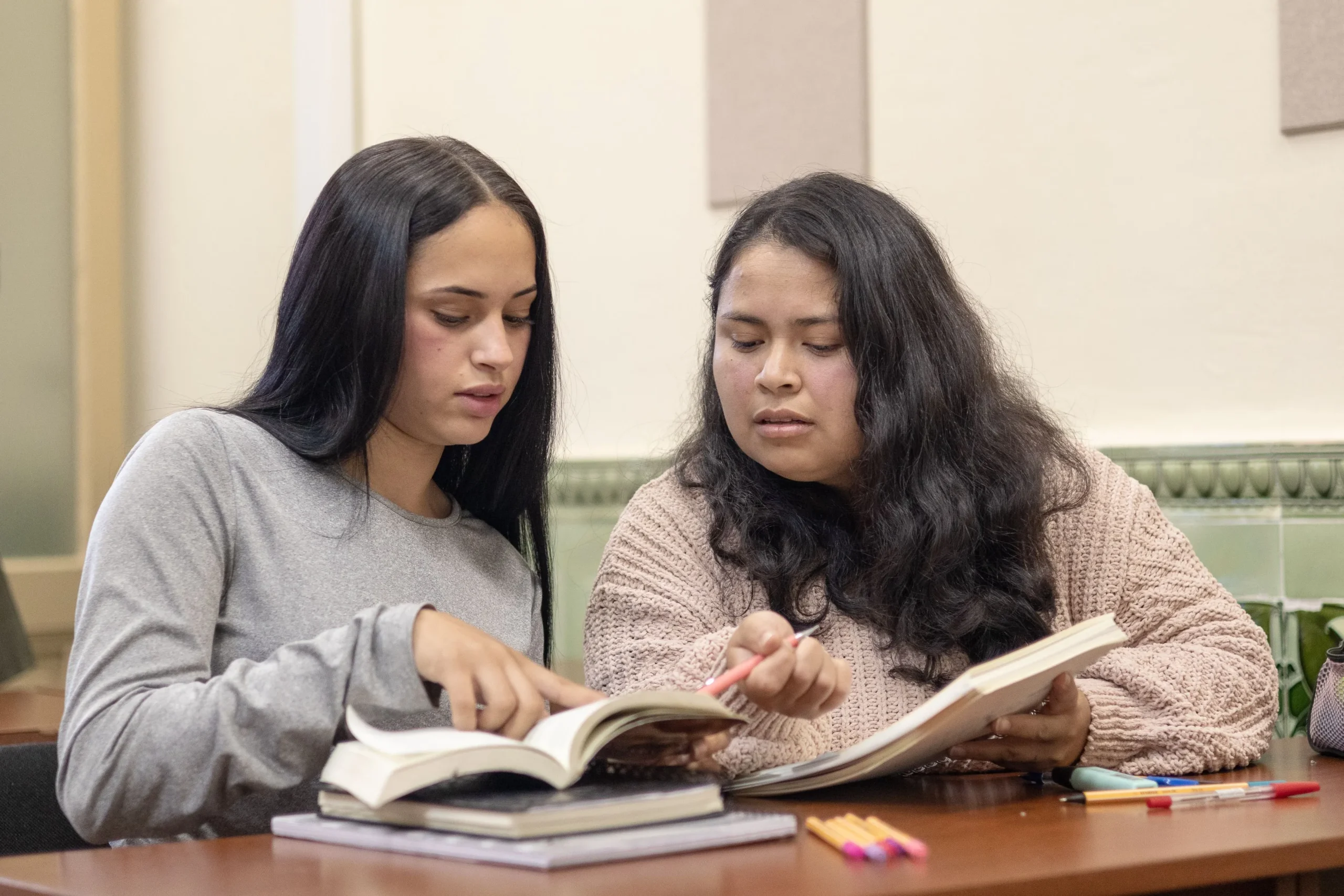 Two women are preparing for the exams.