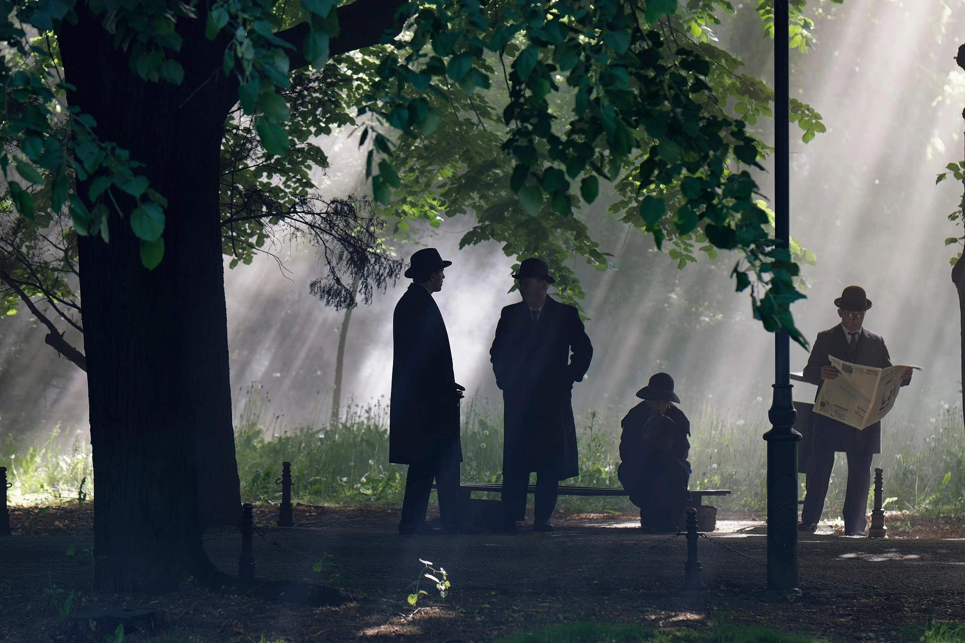 A group of men in the jungle.