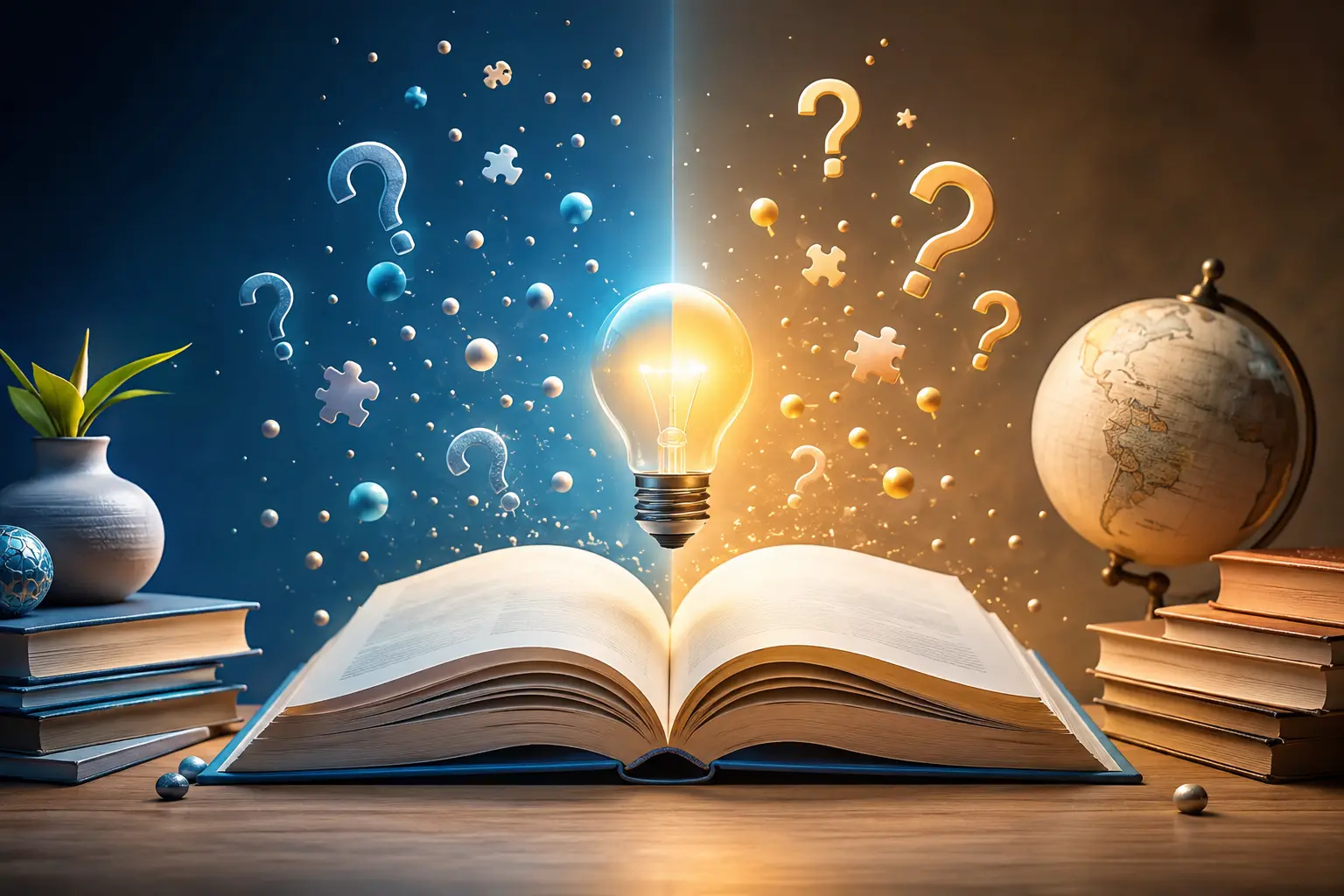 A burning bulb on the book.