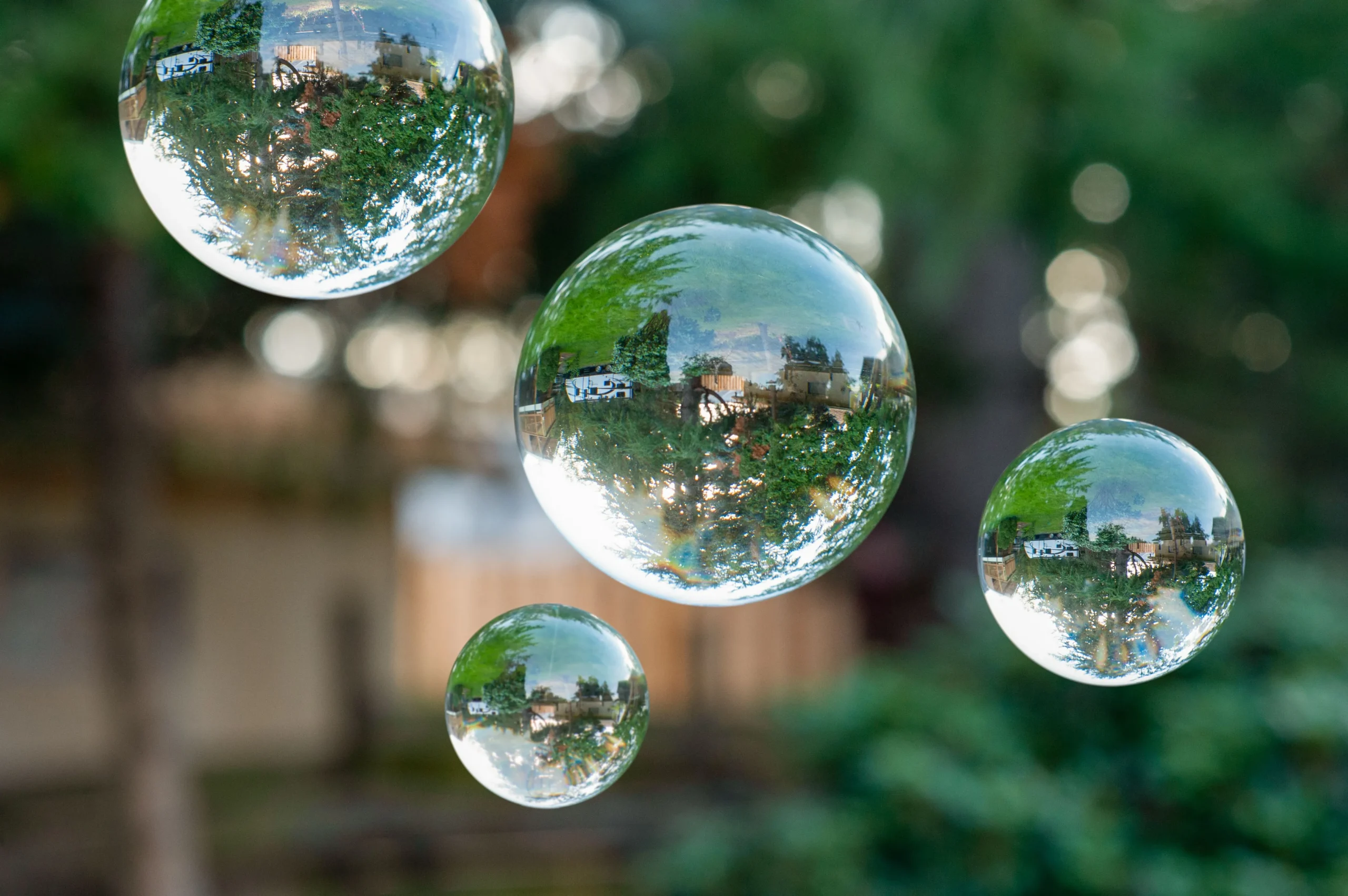 Water droplets hanging in the air.