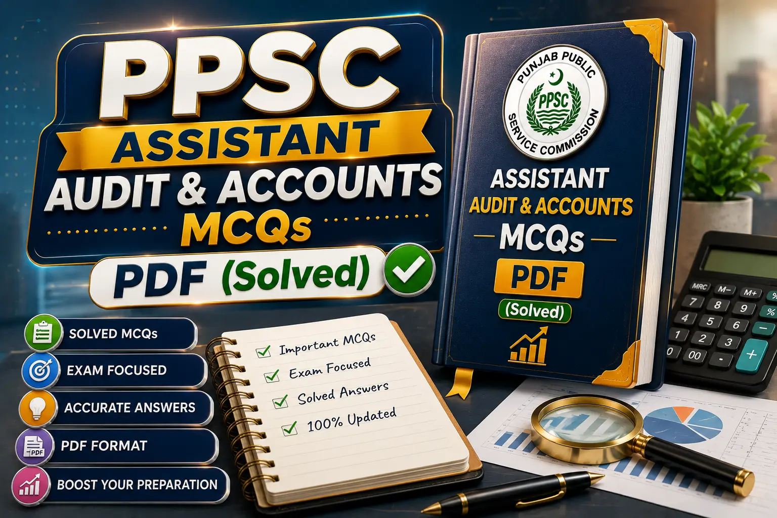 PPSC Assistant Audit 100 MCQs solved & urdu